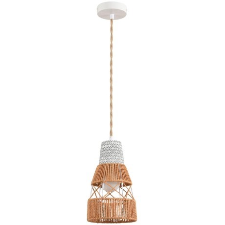 8367/1B Подвесной светильник с серо-коричневым плафоном из натурального джутового шнура и белым основанием, под лампу E27 LUMION BOHO ECO