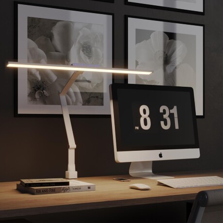 Novotech STUDI 359968 Белая настольная лампа с сенсорным диммером, повышенный индекс цветопередачи, порт зарядки USB Type A и Type-C, струбцина, датчик освещенности, LED 24Вт 4000K CRI98 1670Лм IP20 220V