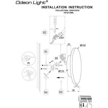 7072/12WL Настенный светильник Odeon Light HIGHTECH IP20 LED 12W Ra90 667Лм 3000K 220-240V GALAXY (ВМЕСТО 3871/12WL)