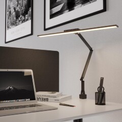 Novotech STUDI 359969 Черная настольная лампа, с сенсорным диммером, повышенный индекс цветопередачи, порт зарядки USB Type A и Type-C, струбцина, датчик освещенности, LED 24Вт 4000K CRI98 1670Лм IP20 220V