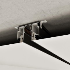 135326 Магнитный черный шинопровод 2м с универсальным креплением тканевых и ПВХ натяжных потолков Novotech CLAMP Lumfer