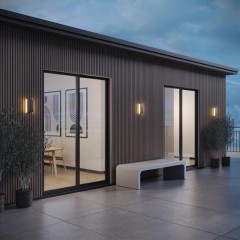 359590 Черный уличный настенный ландшафтный светильник с перекл. цв. температуры IP54 10W 3000К\4000К\6000К 370лм Novotech STRAIT