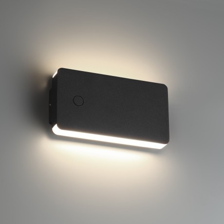 359590 Черный уличный настенный ландшафтный светильник с перекл. цв. температуры IP54 10W 3000К\4000К\6000К 370лм Novotech STRAIT