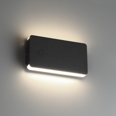 359590 Черный уличный настенный ландшафтный светильник с перекл. цв. температуры IP54 10W 3000К\4000К\6000К 370лм Novotech STRAIT