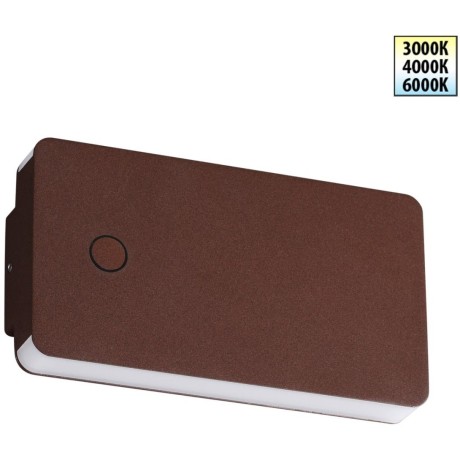 359591 Коричневый уличный настенный ландшафтный светильник с перекл. цв. температуры IP54 10W 3000К\4000К\6000К 370Лм Novotech STRAIT