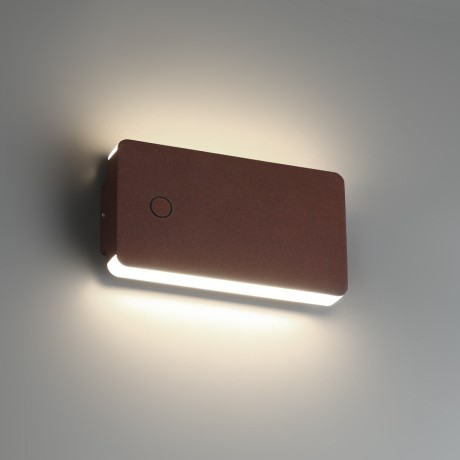 359591 Коричневый уличный настенный ландшафтный светильник с перекл. цв. температуры IP54 10W 3000К\4000К\6000К 370Лм Novotech STRAIT