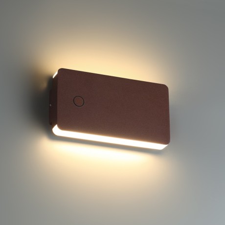 359591 Коричневый уличный настенный ландшафтный светильник с перекл. цв. температуры IP54 10W 3000К\4000К\6000К 370Лм Novotech STRAIT