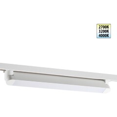 Novotech ITER 359798 Белый линейный поворотный однофазный трехжильный трековый светильник 46см, с CCT переключением цветовой температуры LED 24Вт 2032Лм 110° CRI90 2700-3200-4000К IP20 220V