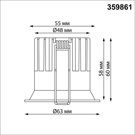 Novotech BRILLO 359861 Белый круглый встраиваемый светильник диаметром 63мм, с CCT переключателем цветовой температуры LED 7Вт 550Лм 40° CRI≥90 UGR≤16 3000-4000-6000К IP20 220V, коэффициент пульсации<1%