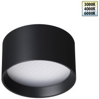 359595 Черный накладной светодиодный светильник с перекл. цв. температуры и рассеивателем призмой 12Вт 550лм 3000К\4000К\6000К Novotech ORBIS