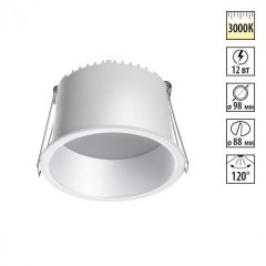 Светильник встраиваемый светодиодный Novotech LED 12W 220V 840Лм 3000К TRAN 359236