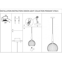 Подвесной светильник Odeon Light 4765/1 RUNGA под лампу 1xE27 60W
