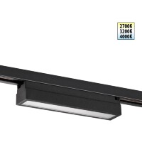 Novotech ITER 359787 Черный линейный однофазный трехжильный трековый светильник, 20см, с CCT переключением цветовой температуры, LED 12Вт 697Лм CRI≥90 108° 2700-3200-4000К IP20 220V