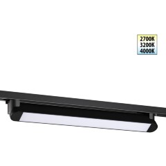 Novotech ITER 359792 Черный однофазный двухжильный трековый светильник длиной 46см, поворотный плафон, с CCT переключением цветовой температуры LED 24Вт 2032Лм CRI≥90 113° 2700-3200-4000К IP20 220V