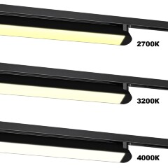 Novotech ITER 359792 Черный однофазный двухжильный трековый светильник длиной 46см, поворотный плафон, с CCT переключением цветовой температуры LED 24Вт 2032Лм CRI≥90 113° 2700-3200-4000К IP20 220V