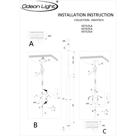 4373/3LA  Подвесной светильник Odeon Light  HIGHTECH IP20 LED Ra90 3W 400Лм 3000K 220-240V FIANO