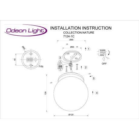 Потолочный светильник IP54 1*G9 LED*5W VIVA 7124/1C