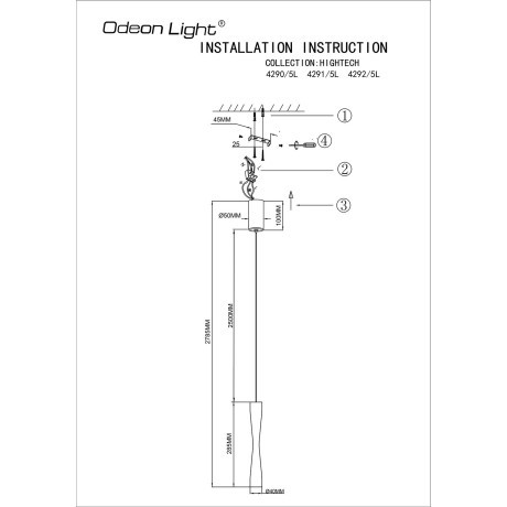 Подвесной светильник IP20 LED 5W 300Лм 3000K 180° ANIKA 4291/5L