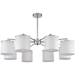 6591/8 CLASSI LN24 хром/белый, металл/текстиль Люстра подвесная E14 8*40W 220V SUNTORI