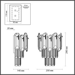 5069/2W HALL ODL24 503 золото/прозрачный/металл/хрусталь Бра E14 2*40W BULLON