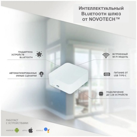 359392 Bluetooth-шлюз Tuya Smart Life для умного дома и соединения с голосовыми помощниками (Алиса, Маруся и другие) Novotech серий GLAT и VECTOR