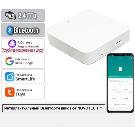 359392 Bluetooth-шлюз Tuya Smart Life для умного дома и соединения с голосовыми помощниками (Алиса, Маруся и другие) Novotech серий GLAT и VECTOR
