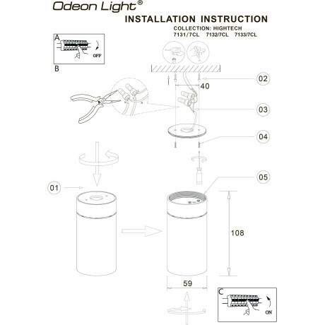 Потолочный светильник IP20 LED 7W 75Лм 3000K 36° TURNO 7133/7CL