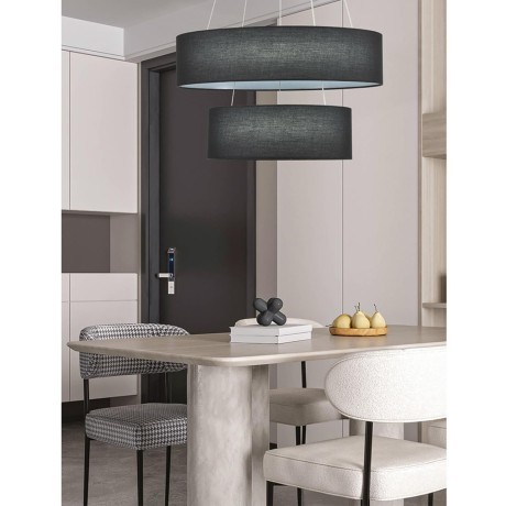 8371/40L Люстра подвесная с черным текстильным плафоном и ступенчатой сменой цветности LED 40Вт 2327Лм 3000;4000;6000K 220V LUMION KAVA