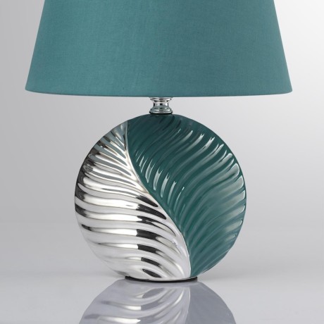 8139/1T MODERNI LN25 бирюзовый/серебро, керамика/текстиль Настольная лампа Е27 1*60W 220V TAPALA