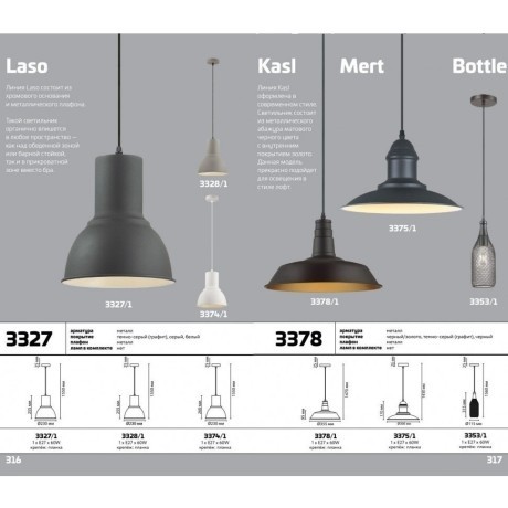Подвесной светильник с 1 плафоном Odeon Light 3327/1 LASO под лампу 1xE27 60W