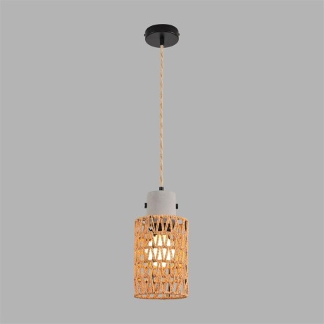 8366/1A Подвесной светильник эко с плафоном 14см из джутового шнура под лампу E27 Limion ECO BOHO