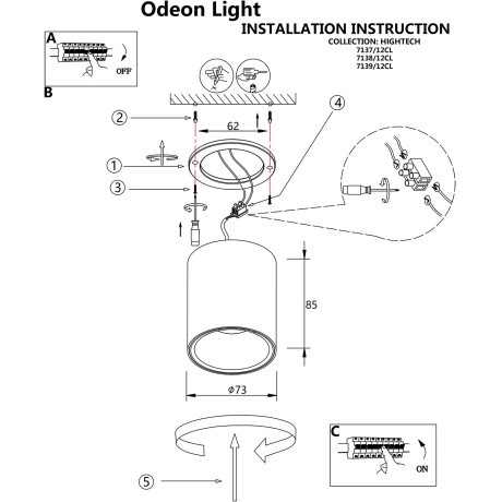 Потолочный светильник IP20 LED 12W 960Лм 3000K/4000K/6000K  36° 220-240V BRIM 7139/12CL
