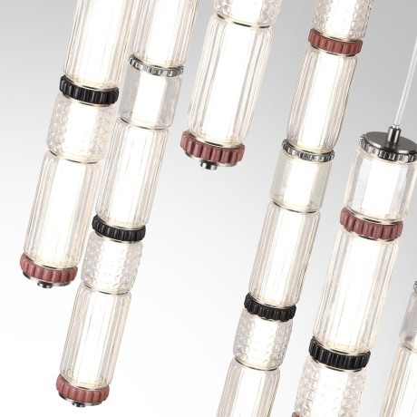 5456/210L Люстра каскадная в виде стеклянных разноцветных цилиндров Odeon Light LED 210W (30W*7) 4000K COLLIER