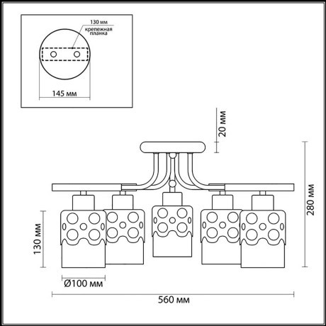 Люстра потолочная E14 5*60W 220V COLETT 3272/5C