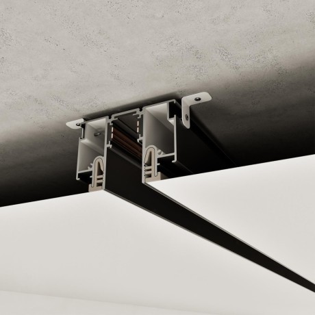 135328 Магнитный черный шинопровод 3м с универсальным креплением тканевых и ПВХ натяжных потолков Novotech CLAMP Lumfer