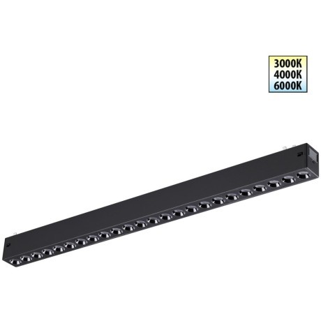 359932 Черный трековый линейный светильник 44см с перекл. цв. темп. 3000;4000;6000К (токопроводящий) 220В 24Вт 24° 1560Лм CRI90 Novotech VECTOR