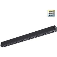 359932 Черный трековый линейный светильник 44см с перекл. цв. темп. 3000;4000;6000К (токопроводящий) 220В 24Вт 24° 1560Лм CRI90 Novotech VECTOR