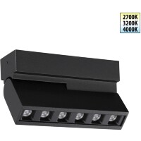 Novotech EOS 359759 Черный накладной поворотный светодиодный светильник книжка шириной 10см, глазковые светодиоды, CCT перекл. цветовой температуры на драйвере, LED 6Вт 289Лм CRI90 26° 2700;3200;4000К IP20 220В, коэф. пультсации < 1%