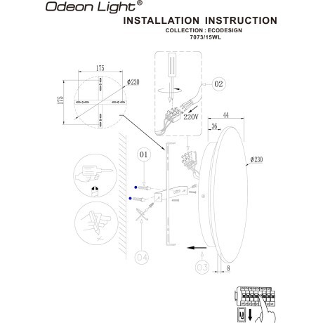 Настенный светильник IP20 LED 15W 435Лм 3000K CRI90 CORK7073/15WL