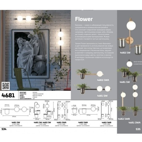 Бра Odeon Light 4681/2W FLOWER под лампы 2xE14 2*40W