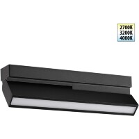 Novotech EOS 359766 Черный накладной поворотный светодиодный светильник книжка, шириной 20см, с матовым белым рассеивателем, CCT перекл. цветовой температуры на драйвере, LED 12Вт 653Лм CRI90 120° 2700;3200;4000К IP20 220В, коэф. пультсации < 1%
