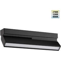 Novotech EOS 359766 Черный накладной поворотный светодиодный светильник книжка, шириной 20см, с матовым белым рассеивателем, CCT перекл. цветовой температуры на драйвере, LED 12Вт 653Лм CRI90 120° 2700;3200;4000К IP20 220В, коэф. пультсации < 1%