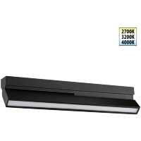 Novotech EOS 359767 Черный накладной поворотный светодиодный светильник книжка, шириной 30см, с матовым белым рассеивателем, CCT перекл. цветовой температуры на драйвере, LED 18Вт 970Лм CRI90 120° 2700;3200;4000К IP20 220В, коэф. пультсации < 1%