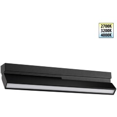 Novotech EOS 359767 Черный накладной поворотный светодиодный светильник книжка, шириной 30см, с матовым белым рассеивателем, CCT перекл. цветовой температуры на драйвере, LED 18Вт 970Лм CRI90 120° 2700;3200;4000К IP20 220В, коэф. пультсации < 1%