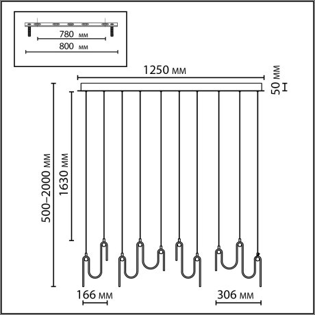 5106/52L Люстра линейная Odeon Light L-VISION LED Ra90 Lm2472 52W 4000K FLOW