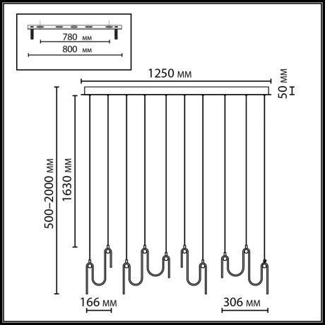 5106/52L Люстра линейная Odeon Light L-VISION LED Ra90 Lm2472 52W 4000K FLOW