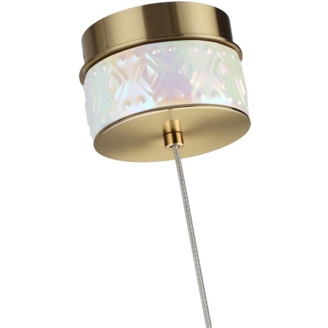 Odeon Light Exclusive LULU 5454/5L Декоративный светодиодный подвес-цилиндр с жемчужным керамическим плафоном и основанием светлая бронза 5Вт 450Лм 3000K CRI80