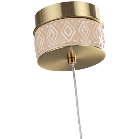 Odeon Light Exclusive LULU 5453/5L Декоративный светодиодный подвес-цилиндр с бежевым керамическим плафоном и основанием светлая бронза 5Вт 450Лм 3000K CRI80