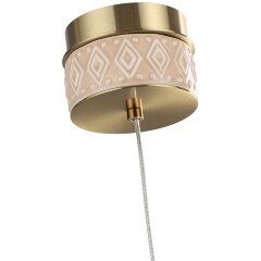 Odeon Light Exclusive LULU 5453/5L Декоративный светодиодный подвес-цилиндр с бежевым керамическим плафоном и основанием светлая бронза 5Вт 450Лм 3000K CRI80