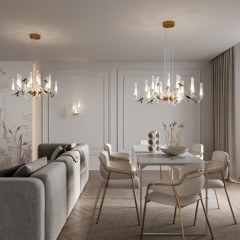 5431/6WL L-VISION ODL_EX24 11 золотой(под латунь)/белый градиент/беж./зеленый/ металл/стекло/керамика Бра LED 6W 4000K LARK